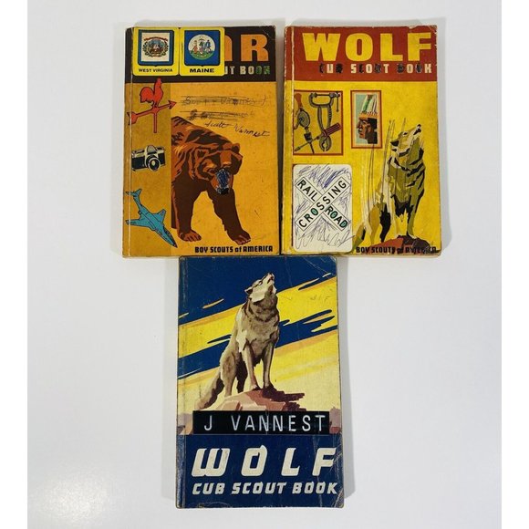 Vintage Boy Cub Scouts of America 3 Book Lot Wolf 1964 Wolf 1972 Bear 1972 Camp - Picture 1 of 12